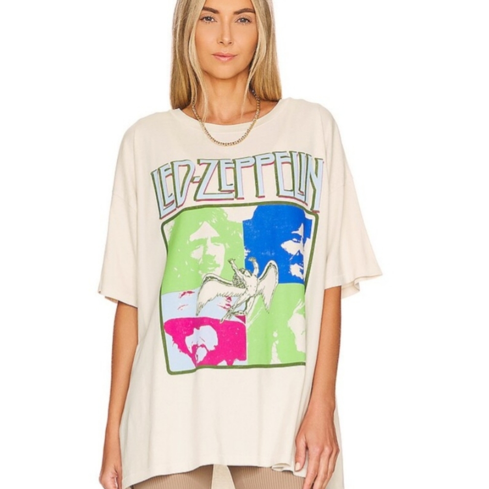 REVOLVE DAYDREAMER Led Zeppelin Four Square Merch Tee, Dirty White NWT, Size S